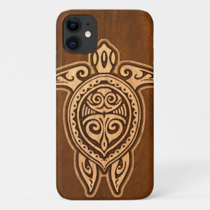 Uhane Honu Faux Wood Hawaiian Turtle iPhone 11 Hoesje