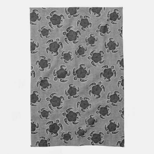 Uhane Honu Hibiscus Batik Hawaiian Turtle Theedoek (Verticaal)