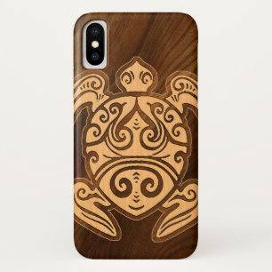 Uhane u'i Honu Faux Wood Hawaiian Turtle iPhone X Hoesje