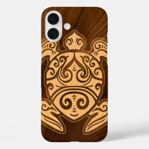 Uhane u'i Honu Faux Wood Hawaiian Turtle Hoesje-Ma iPhone 16 Plus Hoesje