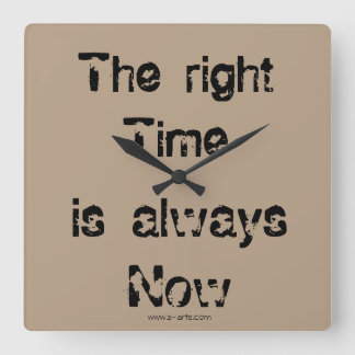 Uhr "The right time" Vierkante Klok