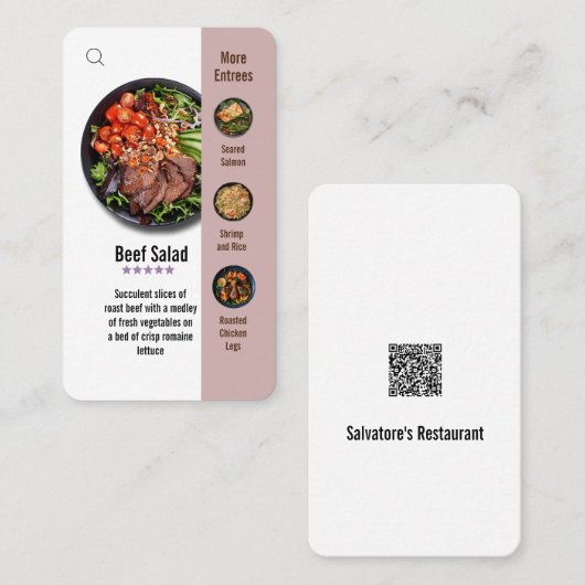 ui ux format qr code restaurant carte de visite (Devant / Derrière)