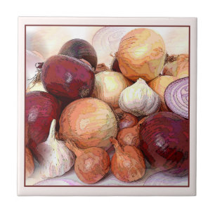 Uien en knoflook Classic Kitchen Art Food Theme Tegeltje