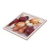 Uien en knoflook Classic Kitchen Art Food Theme Tegeltje (Zijkant)