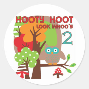 Uil 2e verjaardag T-shirts en geschenken Ronde Sticker