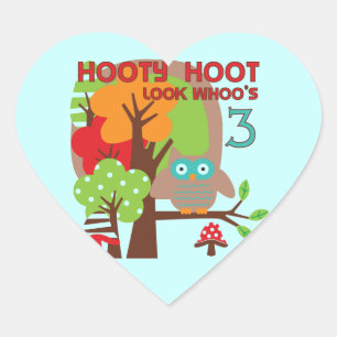 Uil 3e verjaardag T-shirts en geschenken Hart Sticker