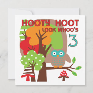 Uil 3e verjaardag T-shirts en geschenken Kaart