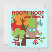 Uil 4th Birthday T shirten en geschenken Kaart (Voorkant)