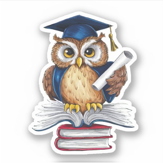 Uil Afstuderen Sticker (Voorkant)