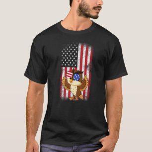 Uil American Flag Boys Meisjes Mannen Vrouwen Vier T-shirt