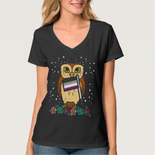 Uil Aseksuele Vlag Bloemen Dierlijke Aas Pride LGB T-shirt