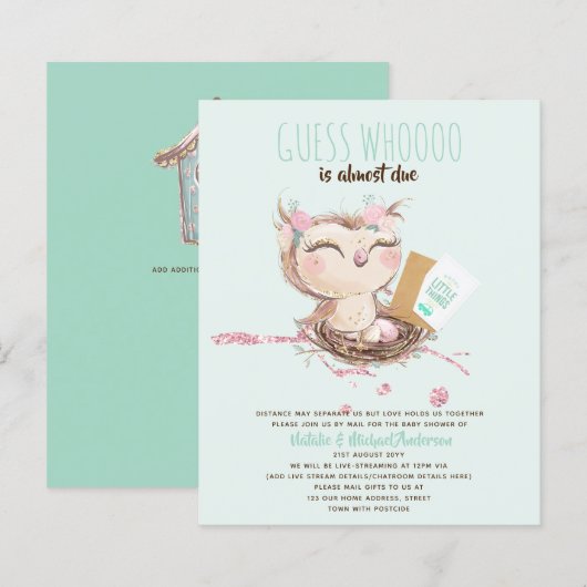 Uil Baby Bedankt Cadeautags Favorieten Jongen Meis (Voorkant / Achterkant)