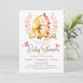 Uil Baby shower, meisje Kaart (Staand voorkant)