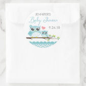Uil Baby shower Sticker / Label | Blue Chevron Boy (Tas)