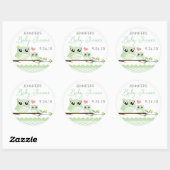 Uil Baby shower Sticker / Label | groene chevron (Vel)