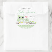 Uil Baby shower Sticker / Label | groene chevron (Tas)