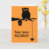 Uil-Bat-Spider Spooky Halloween Kaart (Gele Bloem)