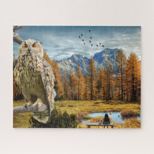 Uil Berg Herfst Loof Legpuzzel (Horizontaal)