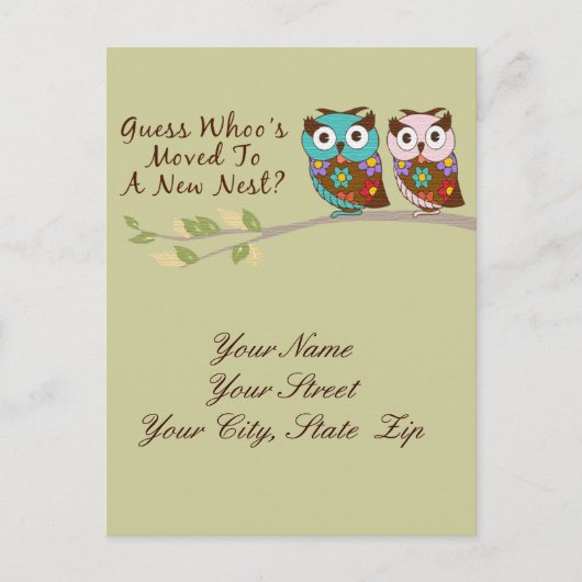 Uil bewegende post Kaart (Voorkant)