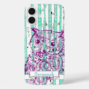 Uil Birch Tree linnen Personaliseren iPhone 16 Plus Hoesje