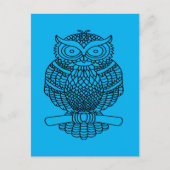 Uil (blauw) - Briefkaart (Voorkant)