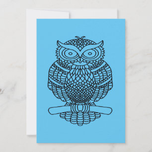 Uil (blauw) - Wenskaart Feestdagenkaart