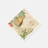 uil bloemenpapier servetten w / mooi roos (Hoek)