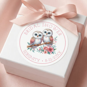 Uil Boho Landelijk Houten Bruiloftsfeest Ronde Sticker