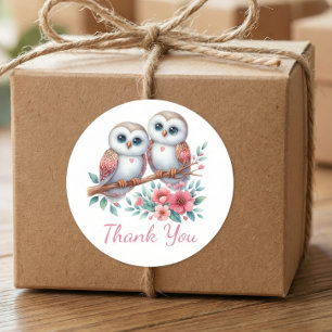 Uil Bos Boho Landelijke Trouw Dankjewel Ronde Sticker