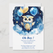 Uil Boy Baby shower Uitnodiging (Voorkant)