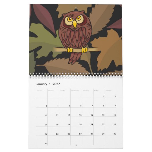 Uil Cartoon Kalender (Jan 2027)
