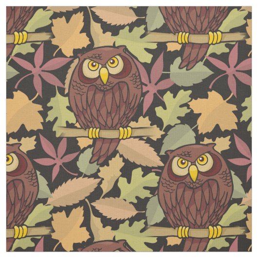 Uil Cartoon Pattern Stof (Swatch)