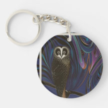 Uil Design Acryl Sleutelhanger Ronde Psychedelia