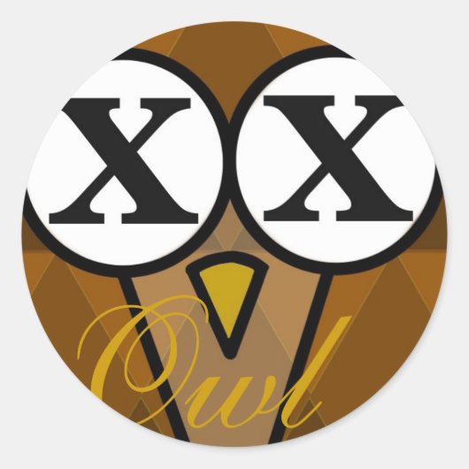 Uil diamant ronde stickers (Voorkant)