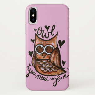 Uil die je nodig hebt is liefde uilen kunstwerk sc iPhone x hoesje