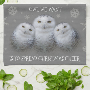 Uil die we willen verspreiden Kerst Cheer Snowy Ui Theedoek