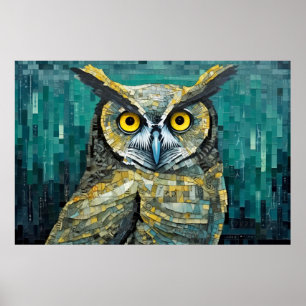 Uil Dier Vogel Art Decor Verf Mozaïek Poster