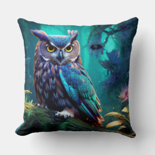 Uil Dier Vogel Wilde natuur Kleurrijke kunst Kussen