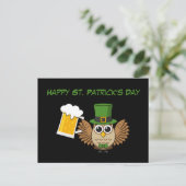 Uil Drink Beer St Patrick's Day | personaliseren Feestdagenkaart (Staand voorkant)