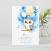 Uil eerste verjaardag uitnodiging (Staand voorkant)