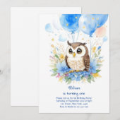 Uil eerste verjaardag uitnodiging (Voorkant / Achterkant)
