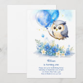 Uil eerste verjaardag uitnodiging (Voorkant / Achterkant)