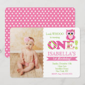 Uil eerste verjaardagsuitnodigingen kaart (Voorkant / Achterkant)