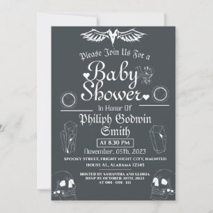 Uil Elegant Gotisch, Halloween Baby shower Kaart