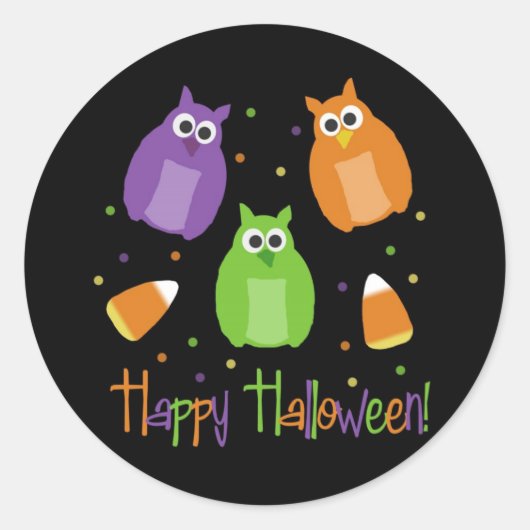 Uil en Candy Corn Halloween Stickers (Voorkant)