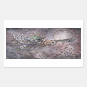 Uil en fee fantasy kunststickers rechthoekige sticker