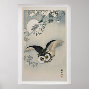 Uil en Kersenbloesem van Ohara Koson Antiek Poster