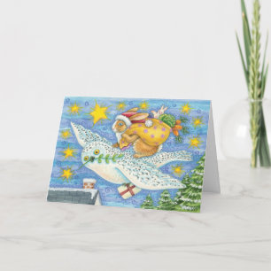 Uil en konijn kerst Kaart - vakantie Kaart