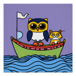Uil en Pussycat Glossy Poster Perfect Poster