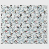 Uil en sneeuw patroon cadeaupapier (Vlak)